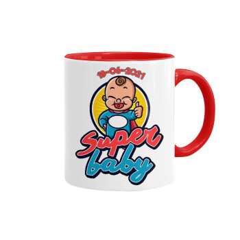 Super baby., Mug colored red, ceramic, 330ml