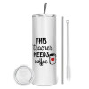 Eco friendly stainless steel tumbler 600ml, with metal straw & cleaning brush