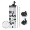 Travel Tumbler 2 Lids, with metal straw & cleaning brush (Stainless steel 304 Food grade, BPA free, 600ml)