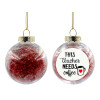 Transparent Christmas tree ball ornament with red filling 8cm