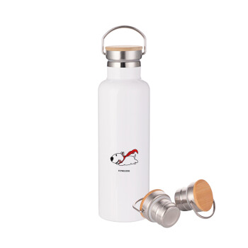 Flying DOG, Stainless steel White with wooden lid (bamboo), double wall, 750ml