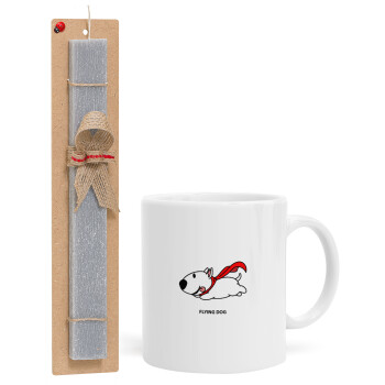 Flying DOG, Easter Set, Ceramic Cup (330ml) & Easter aromatic flat candle (30cm) (GRAY)