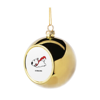 Flying DOG, Golden Christmas tree ball ornament 8cm