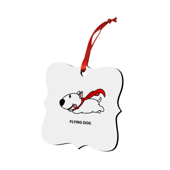 Flying DOG, Christmas ornament polygon wooden 7.5cm