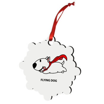 Flying DOG, Στολίδι Χριστουγεννιάτικο στολίδι snowflake ξύλινο 7.5cm