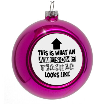 This is what an awesome teacher looks like!!! , Purple Christmas tree ornament bauble 8cm