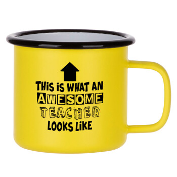 This is what an awesome teacher looks like!!! , Metallic enamel MATT Yellow cup 360ml