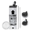 Travel Tumbler 2 Lids, with metal straw & cleaning brush (Stainless steel 304 Food grade, BPA free, 600ml)