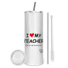 Tumbler stainless steel 600ml, with metal straw & cleaning brush