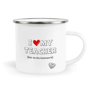 i love my teacher but no the homework outline, Metallic enamel cup white 360ml