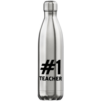 #1 teacher, Inox (Stainless steel) hot metal mug, double wall, 750ml