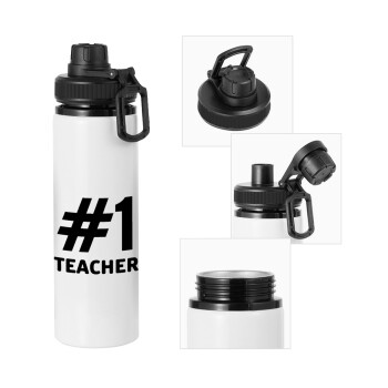 #1 teacher, Metal water bottle with safety cap, aluminum 850ml