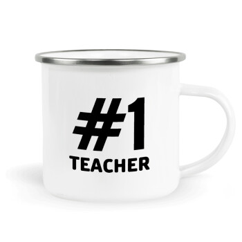 #1 teacher, Κούπα Μεταλλική εμαγιέ λευκη 360ml