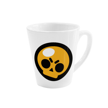 Brawl Stars Skull, Κούπα κωνική Latte Λευκή, κεραμική, 300ml