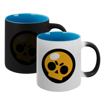 Brawl Stars Skull, Κούπα Μαγική εσωτερικό μπλε, κεραμική 330ml που αλλάζει χρώμα με το ζεστό ρόφημα (1 τεμάχιο)