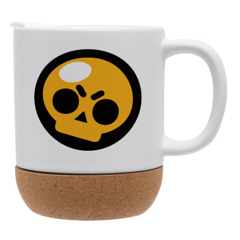 Brawl Stars Skull, Ceramic coffee mug Cork (MAT), 330ml (1pcs)