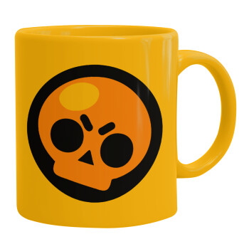 Brawl Stars Skull, Ceramic coffee mug yellow, 330ml