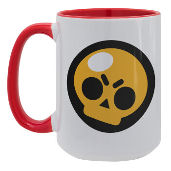 Brawl Stars Skull, Κούπα Mega 15oz, κεραμική Κόκκινη, 450ml