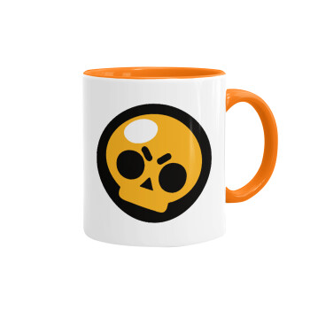 Brawl Stars Skull, Mug colored orange, ceramic, 330ml