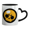 Mug heart black handle, ceramic, 330ml