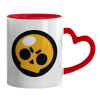 Mug heart red handle, ceramic, 330ml