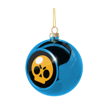 Brawl Stars Skull, Blue Christmas tree ball ornament 8cm