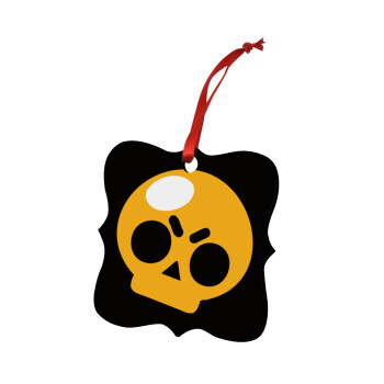 Brawl Stars Skull, Χριστουγεννιάτικο στολίδι polygon ξύλινο 7.5cm