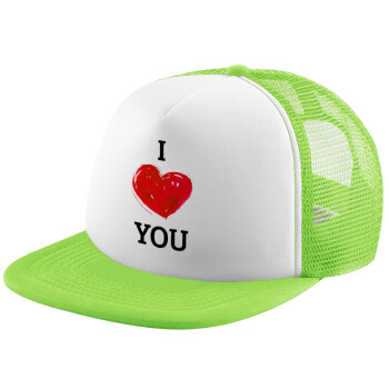 I Love You, Καπέλο Ενηλίκων Soft Trucker με Δίχτυ ΠΡΑΣΙΝΟ/ΛΕΥΚΟ (POLYESTER, ΕΝΗΛΙΚΩΝ, ONE SIZE)