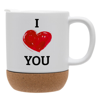 I Love You, Ceramic coffee mug Cork (MAT), 330ml (1pcs)