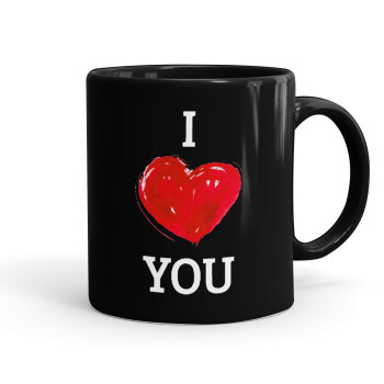 I Love You, Mug black, ceramic, 330ml