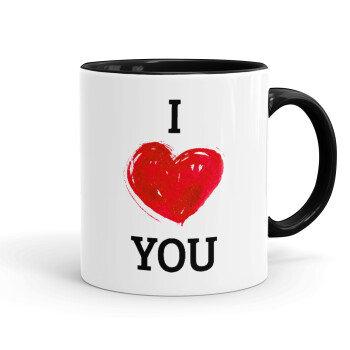 I Love You, Mug colored black, ceramic, 330ml