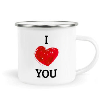 I Love You, Metallic enamel cup white 360ml