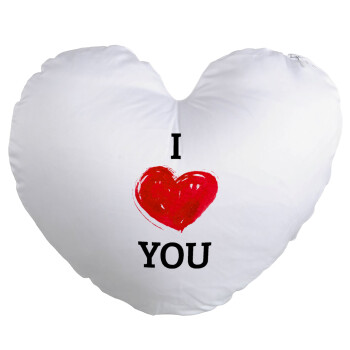 I Love You, Μαξιλάρι καναπέ καρδιά 40x40cm περιέχεται το  γέμισμα