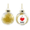 Transparent Christmas tree ball ornament with gold filling 8cm