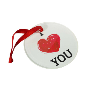 I Love You, Christmas ornament glass 9cm