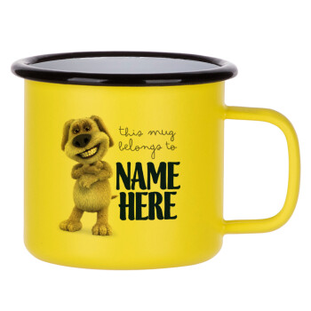 This mug belongs to NAME, Metallic enamel MATT Yellow cup 360ml