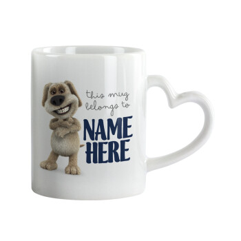 This mug belongs to NAME, Mug heart handle, ceramic, 330ml