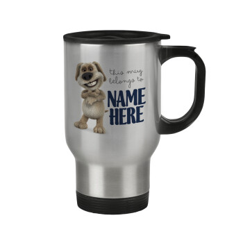 This mug belongs to NAME, Stainless steel travel mug with lid, double wall 450ml