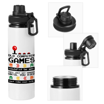 OLD computer games couldn't be won just like real life!, Metal water bottle with safety cap, aluminum 850ml