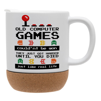 OLD computer games couldn't be won just like real life!, Ceramic coffee mug Cork (MAT), 330ml (1pcs)