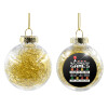 Transparent Christmas tree ball ornament with gold filling 8cm