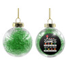 Transparent Christmas tree ball ornament with green filling 8cm