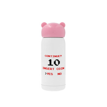 Continue? YES - NO, Pink stainless steel thermal flask, 320ml