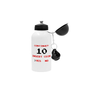 Continue? YES - NO, Metal water bottle, White, aluminum 500ml