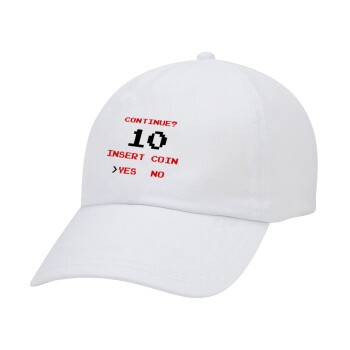 Continue? YES - NO, Adult Baseball Cap White 5-panel (POLYESTER, ADULT, UNISEX, ONE SIZE)