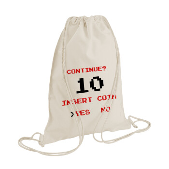 Continue? YES - NO, Backpack bag GYMBAG natural (28x40cm)