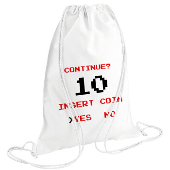 Continue? YES - NO, Backpack pouch GYMBAG white (28x40cm)