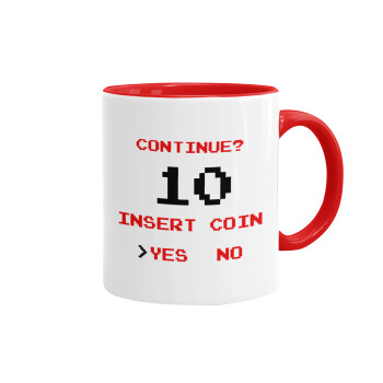 Continue? YES - NO, Mug colored red, ceramic, 330ml