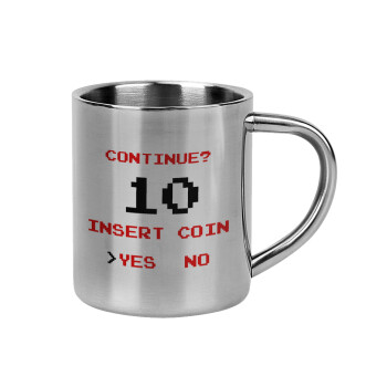 Continue? YES - NO, Mug Stainless steel double wall 300ml