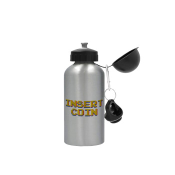 Insert coin!!!, Metallic water jug, Silver, aluminum 500ml